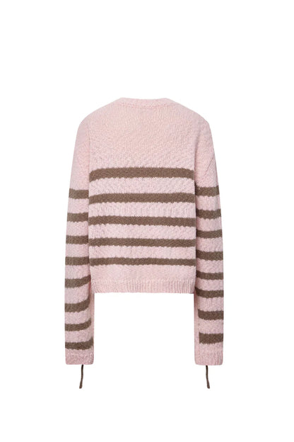 Kirsten Striped Pullover Sweater in Wool Blend Bouclé Knit