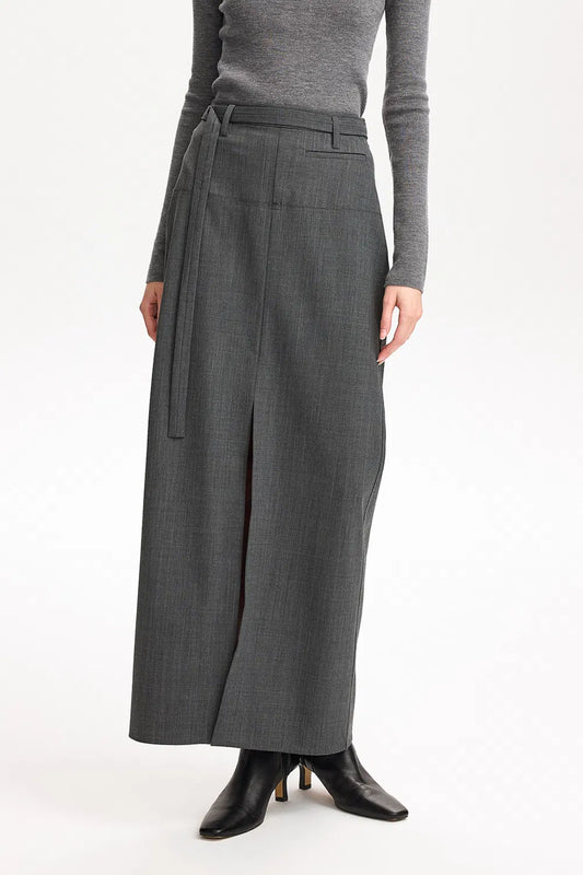 Clara Raw Edge Straight Skirt in Ultralight Wool Blend