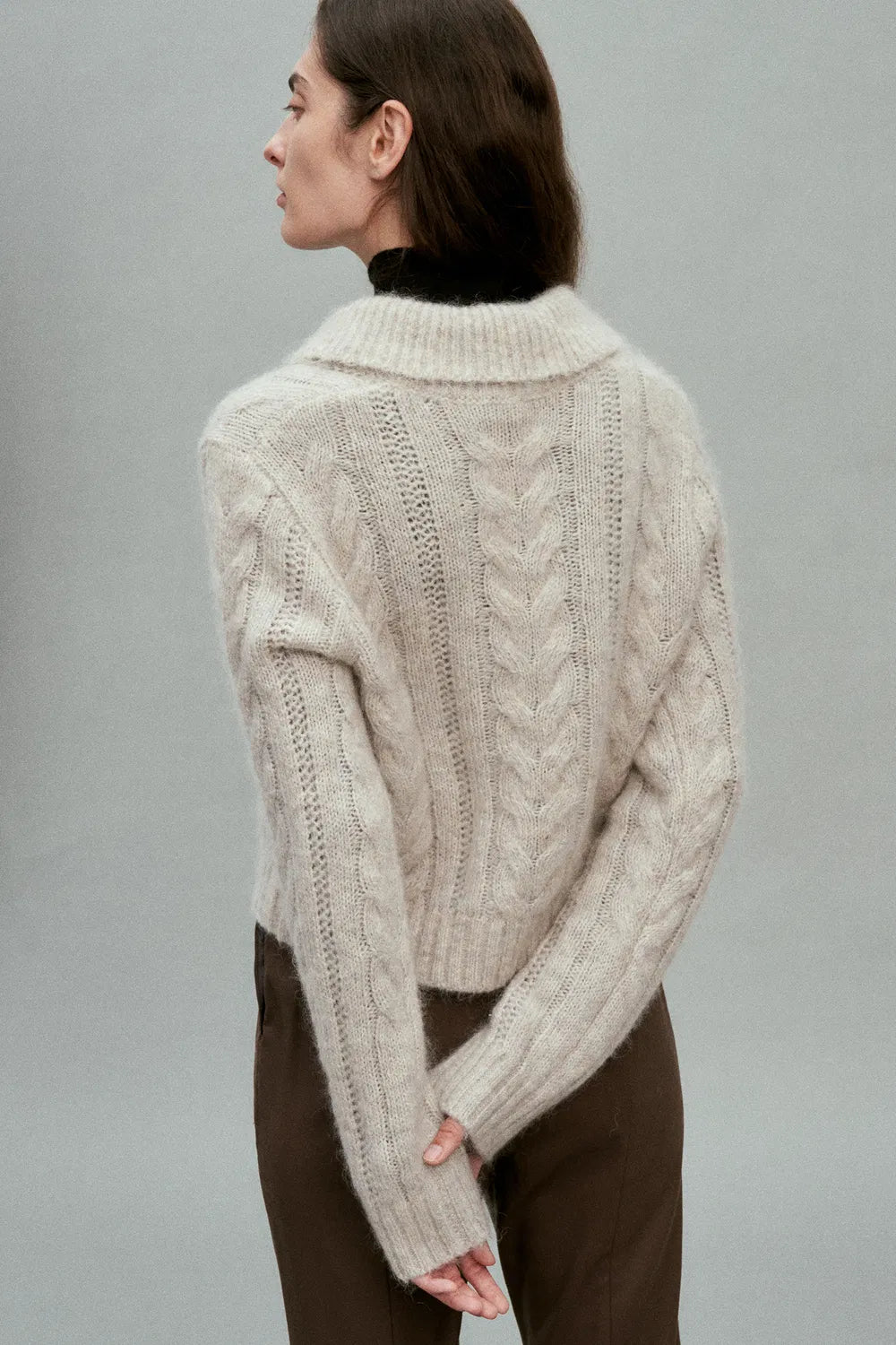 Moon Lapel Sweater in Kid Mohair-Wool Knit