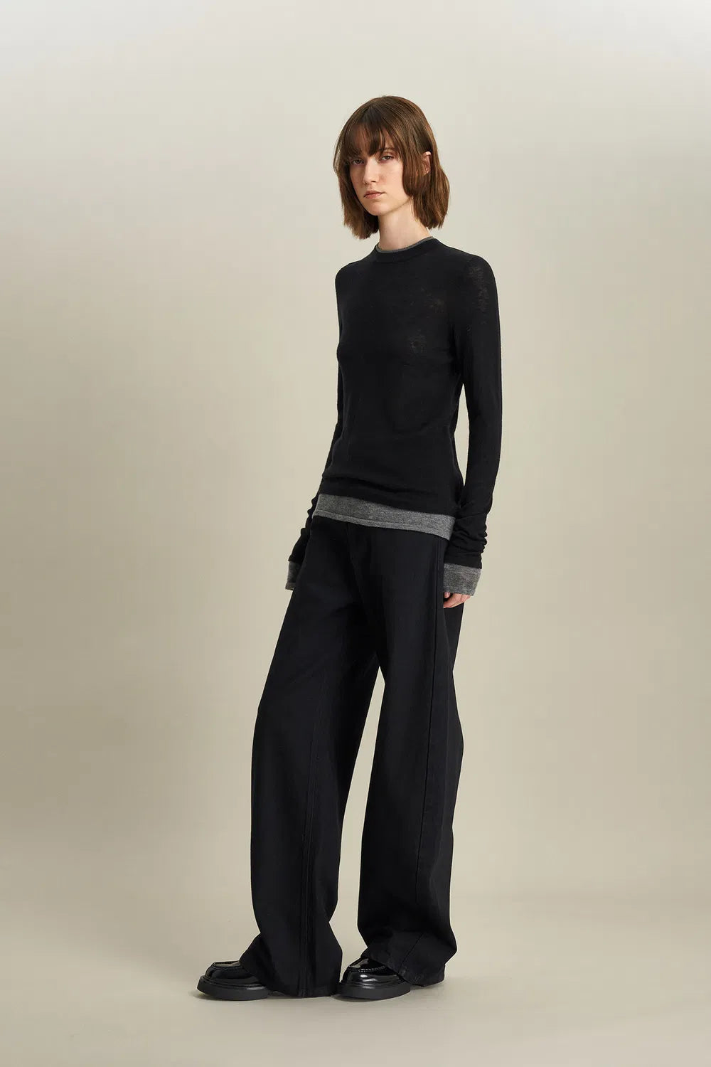 Laura Layered Look Sweater in Wool Knit