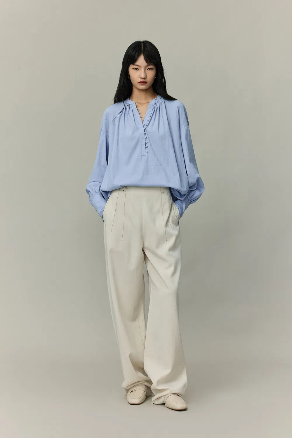 Lila Laidback French Shirt in Tencel-Cotton