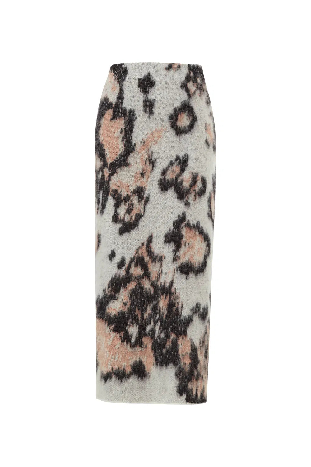 Nora Leopard Print Midi Skirt in Baby Alpaca Blend Knit