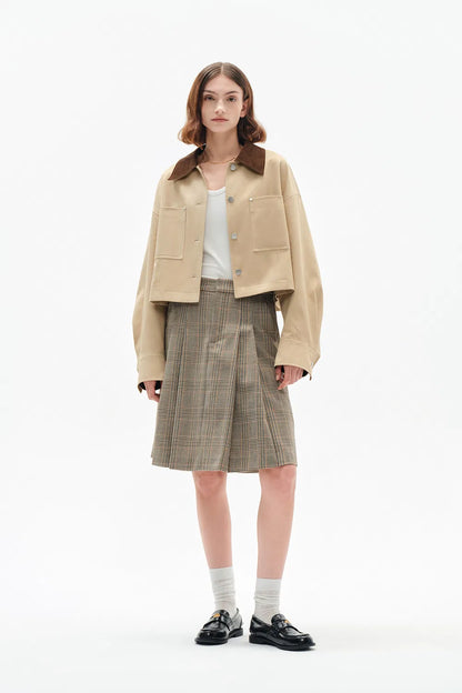 Morston Contrast Cropped Jacket in 100% Cotton Twill