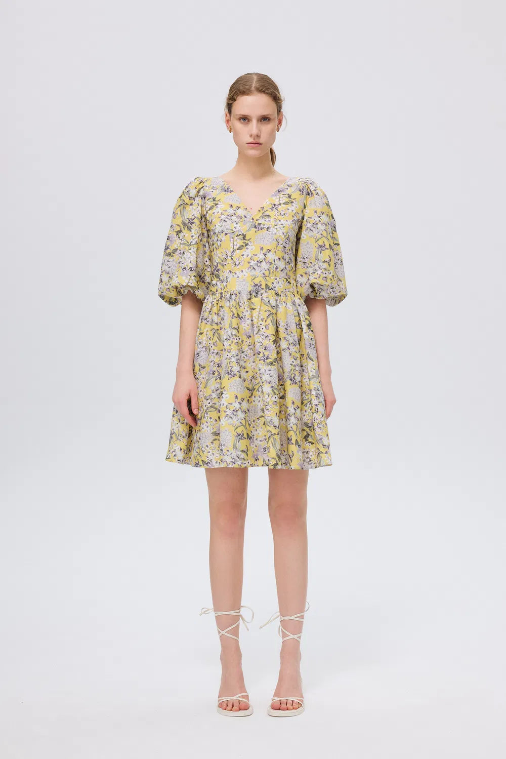 Hyacinth Floral Mini Dress in Mulberry Silk Blend