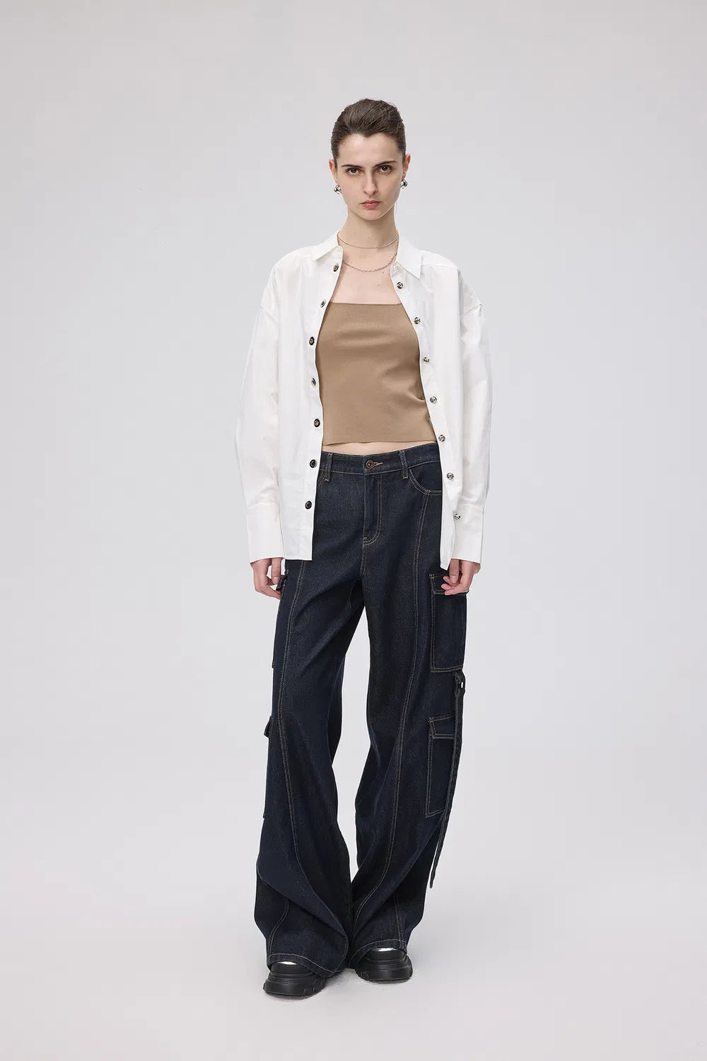 Mia Cargo Jeans in Tencel Lyocell Denim Blend