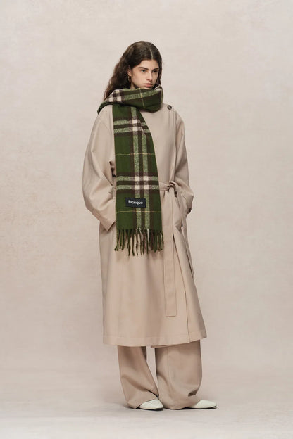 Hilda Single Button Collarless Trench in Wool Fine Twill