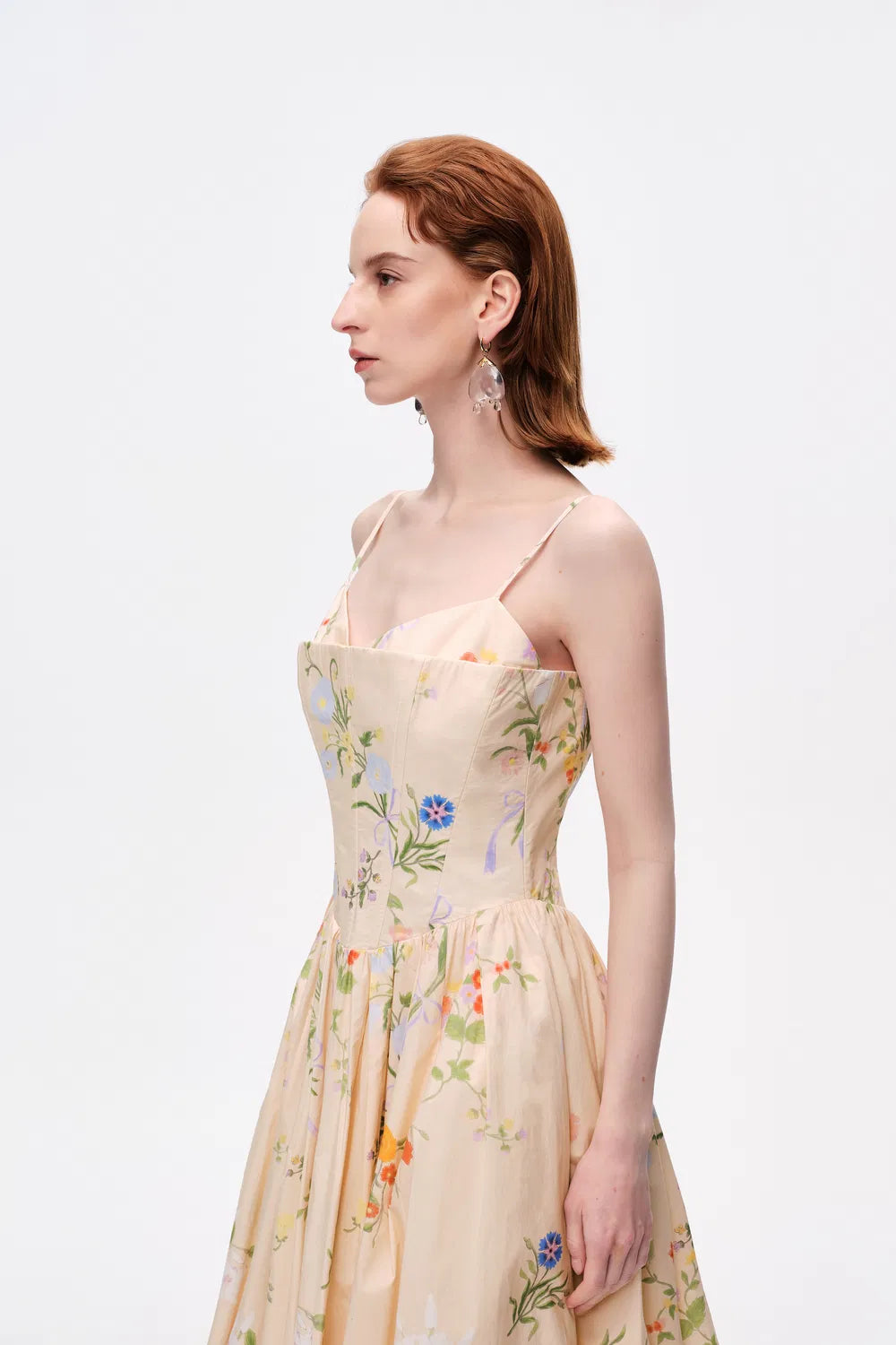 Marie Flora Printed Corset Dress in Cotton