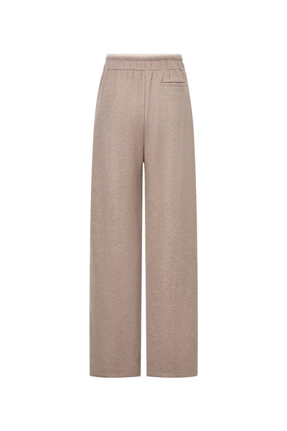 Icy Double Waistband Casual Trousers in Wool Blend Terry Knit