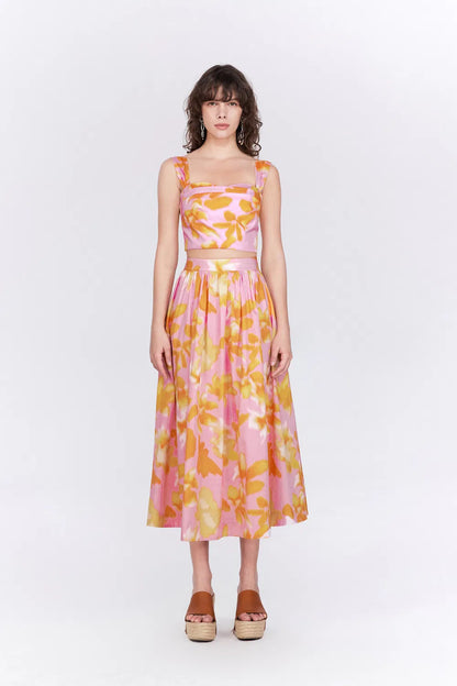 Havana Print A-Line Skirt in Tencel Cotton