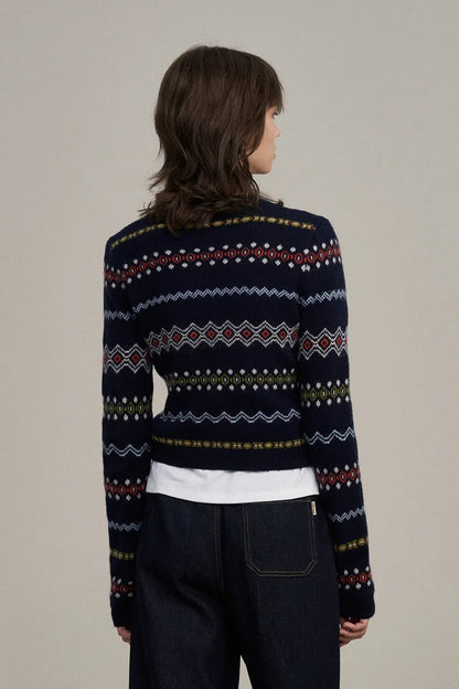 Alice Fair Isle Cardigan in Merino Wool Knit