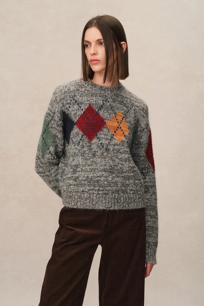 Demi Argyle Sweater in Merino Wool Knit