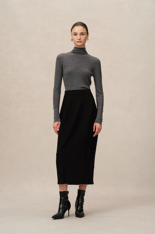 Grace High Neck Fitted Sweater in Ultrafine Merino Wool Knit