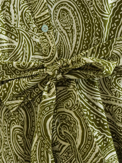 Agnes Paisley Desenli Kuşaklı Mini Gömlek Elbise