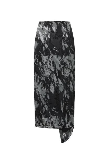 Zita Pleated Midi Skirt in Devoré Silk