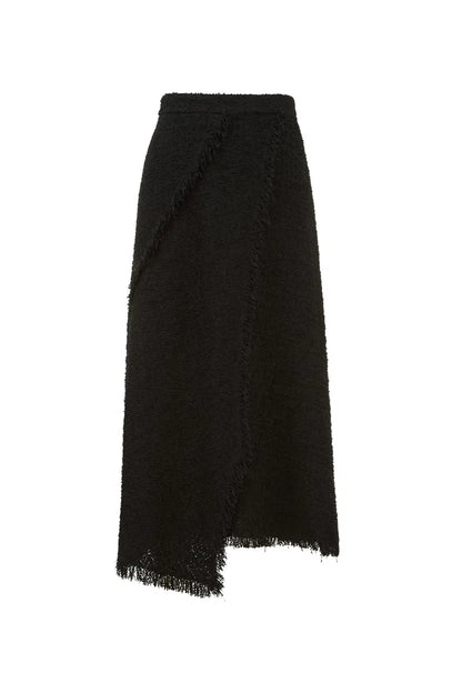 Edy Fringed Midi Skirt in Lightweight Tweed