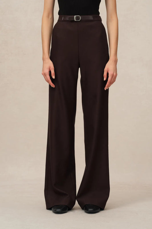 Durini Mini Flared Straight Leg Pants in Merino Wool Twill