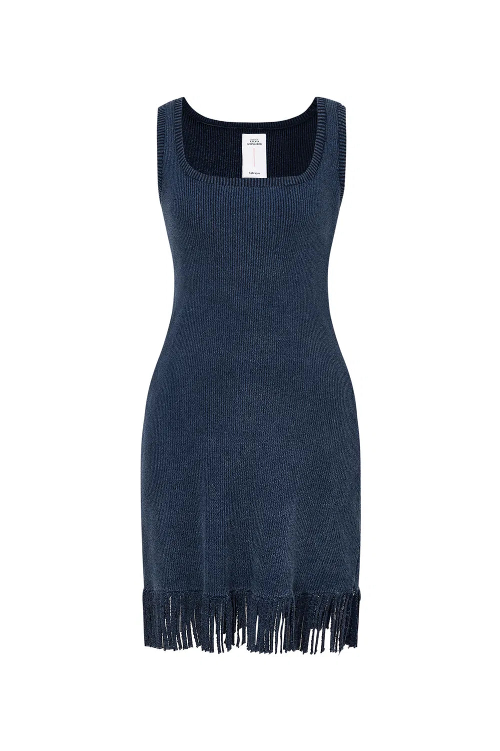 Victoria Fringed Hem Dress in Cotton Blend Knit