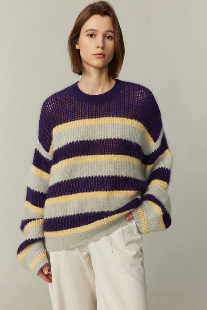 Asa Striped Sweater in Kid Mohair Knit