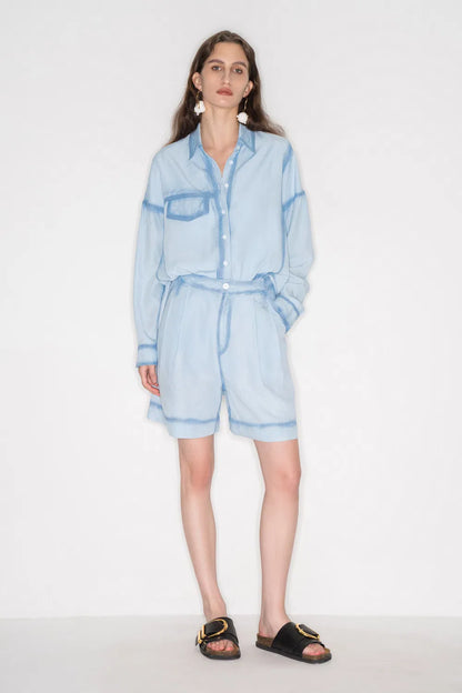 Ciel Hand-Sprayed Shorts in Tencel Denim