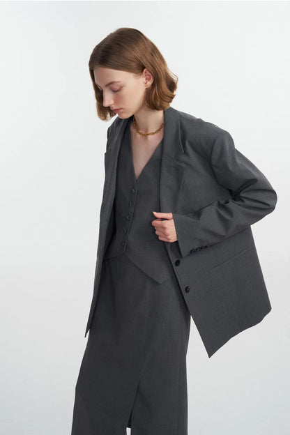 Cosmo Contrast Lined Blazer in Wool Blend