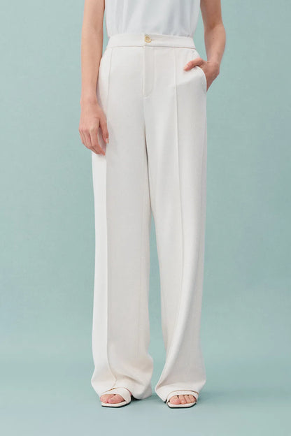 Domi White Buttoned Straight Leg Sweatpants