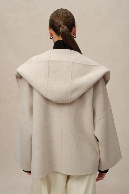 Lanza Handcrafted Hooded Cashmere Double-Face Coat in Merino-Cashmere Blend