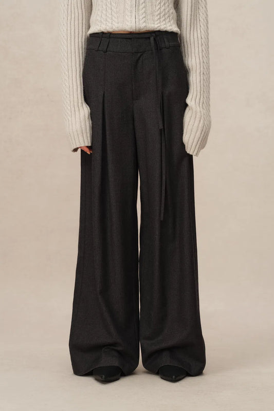 Paola Wide Leg Suit Pants in Fine Worsted Wool