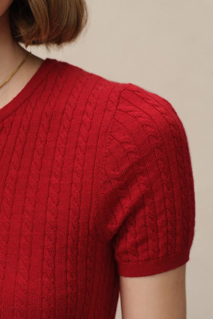 Lauren Cable Sweater in Merino Wool Knit