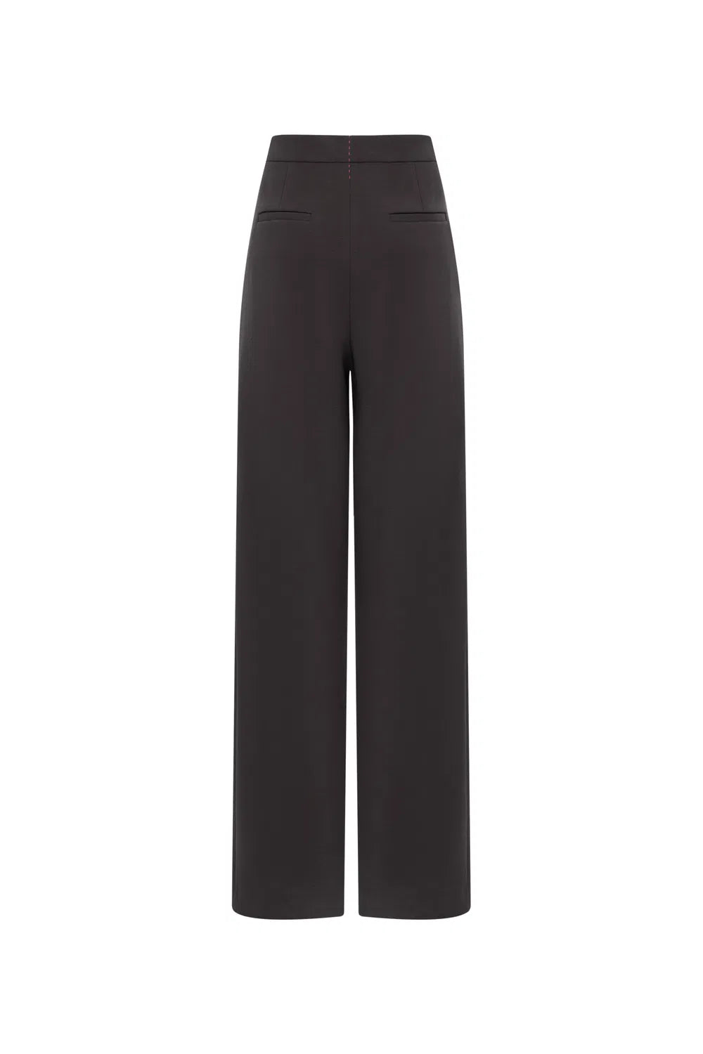 Domi Dark Grey Buttoned Straight Leg Sweatpants in Tencel-Wool Blend