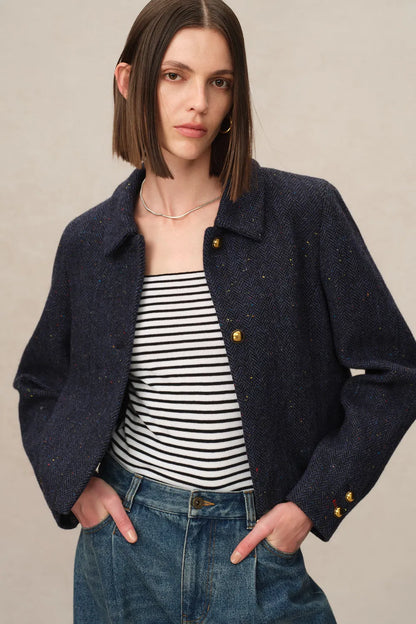 Hailey Herringbone Jacket in Merino Wool Tweed