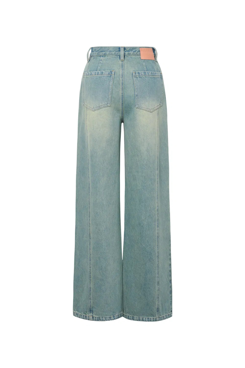 Cheer Patch Pocket Wide Leg Jeans in Washed Cotton Denim