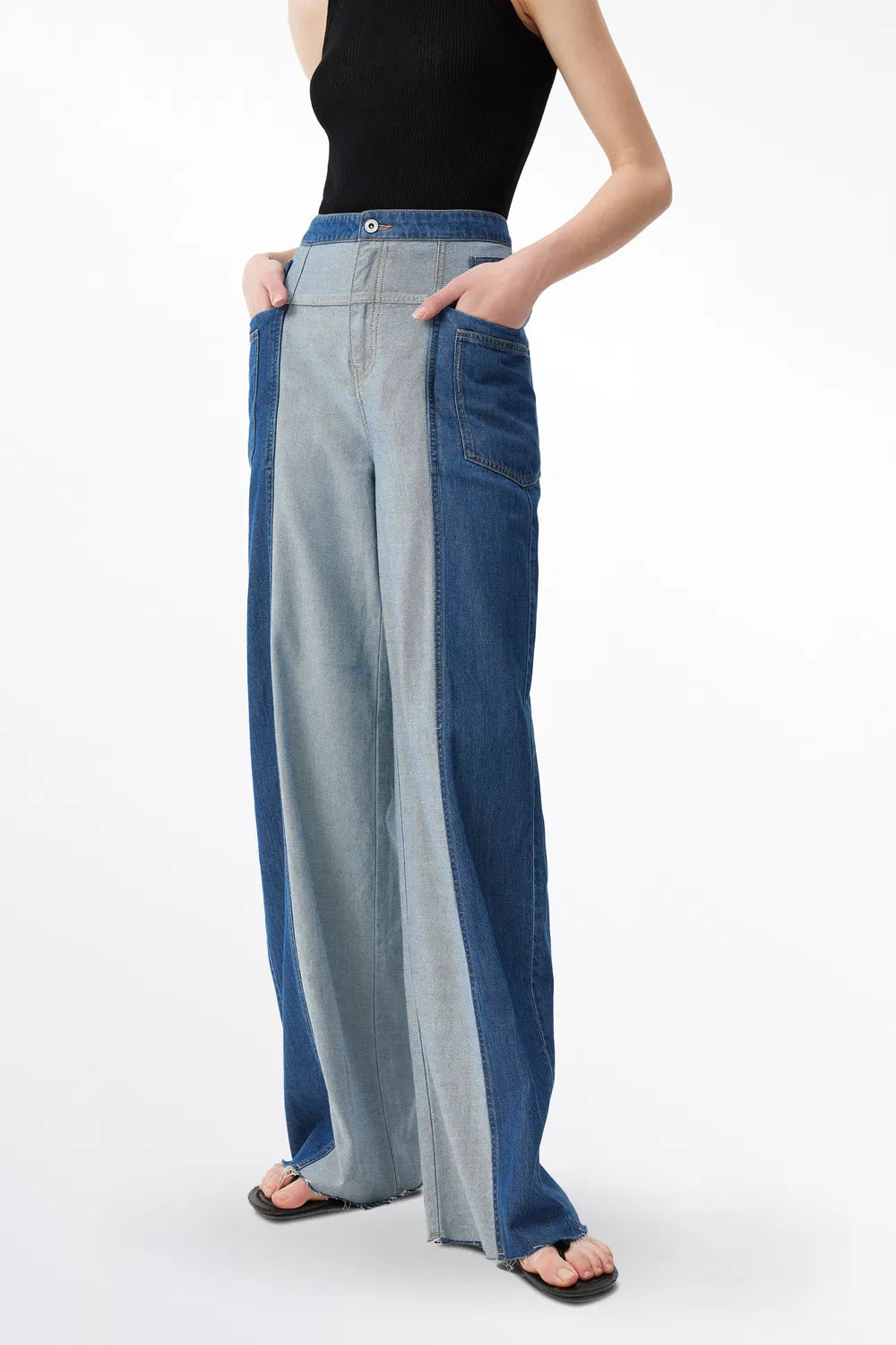 Gachi Patched Jeans in Cotton Denim