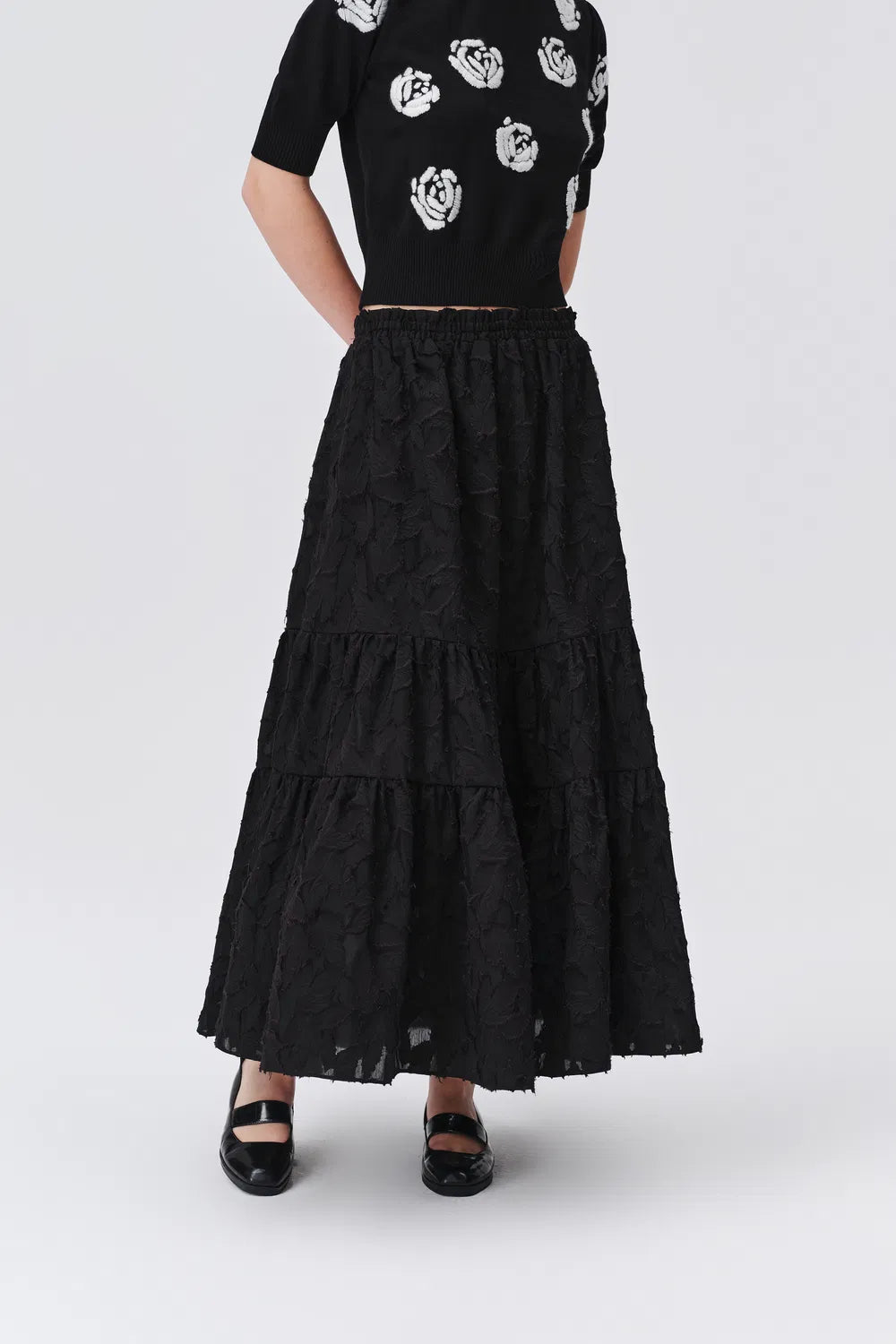 Mischa Midi Skirt in Devoré Viscose Blend