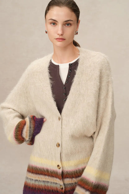 Kiko Striped Cardigan in Baby Alpaca Blend Knit