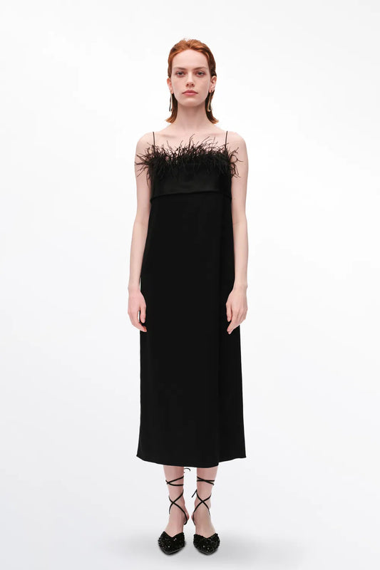 Callipoe Ostrich Feather Trim Dress