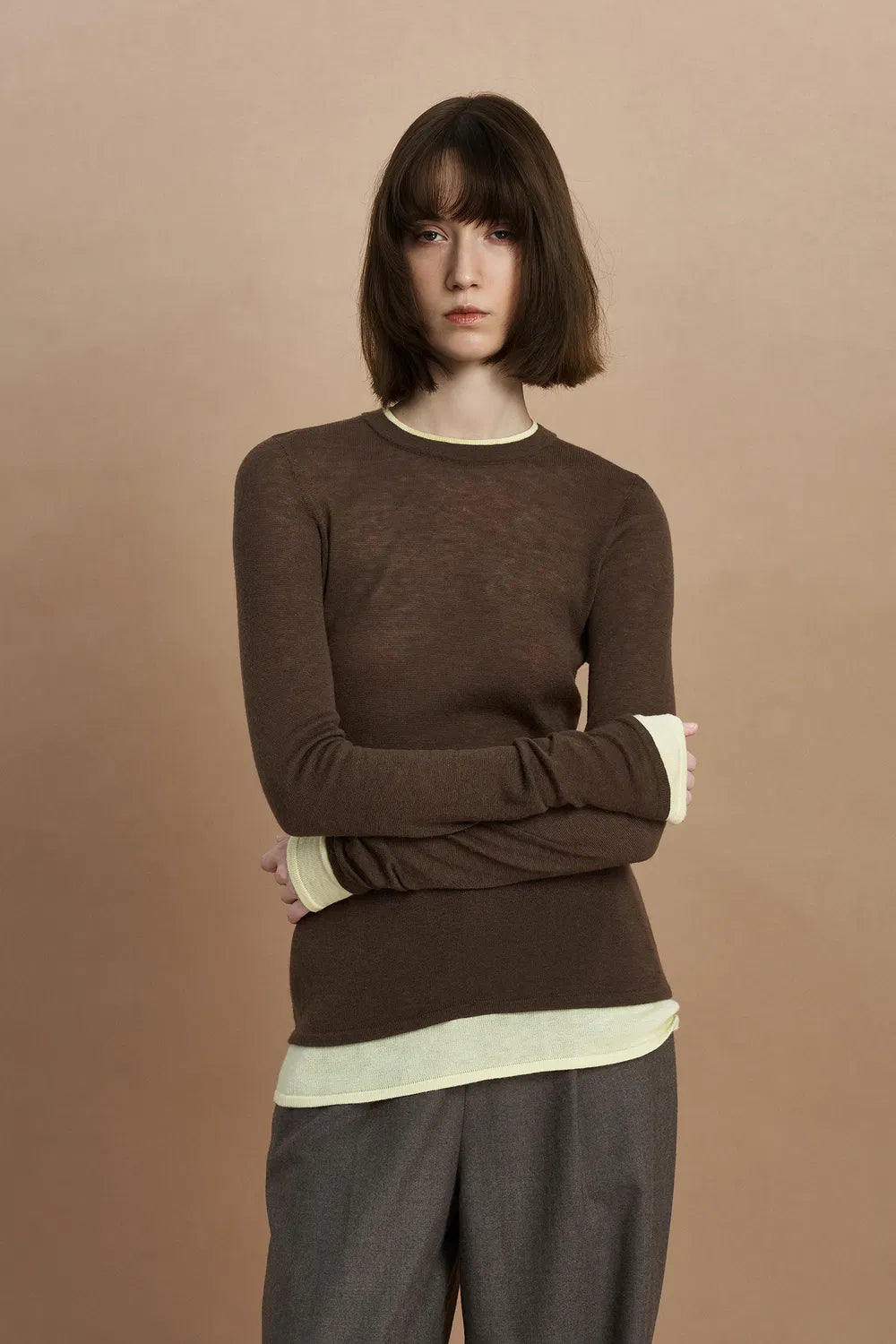 Laura Layered Look Sweater in Wool Knit