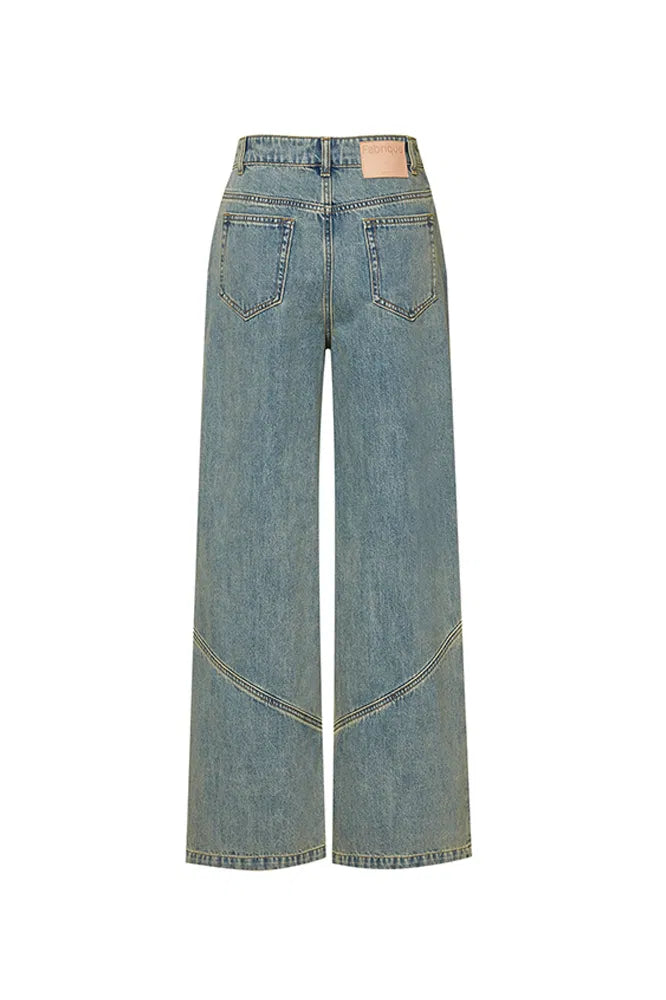 Maya Patchwork Baggy Jeans in Cotton Denim