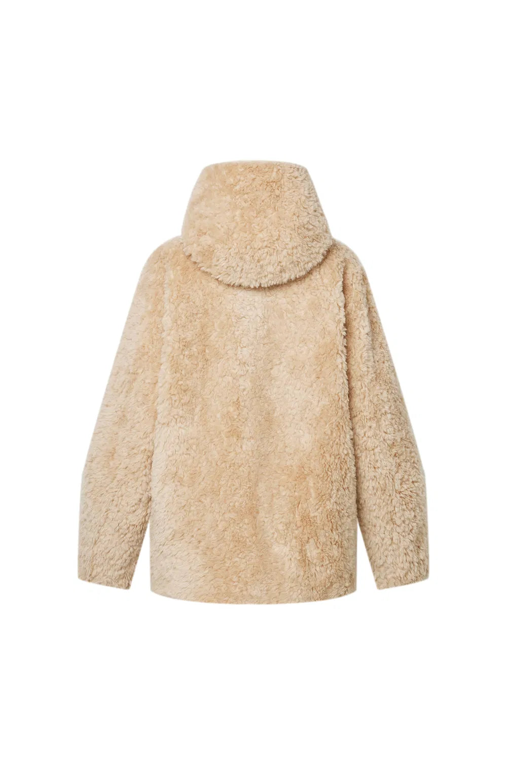 Clémence Semi Oversized Hooded Sherpa Short Coat in Wool Blend