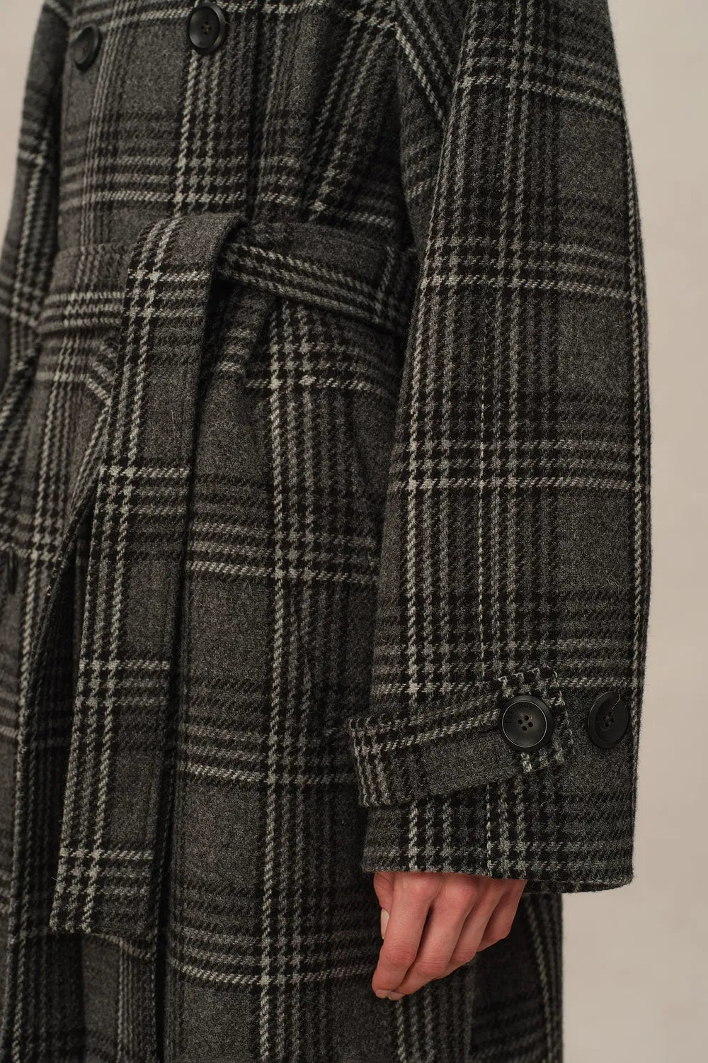 Edit Convertible Funnel Neck Coat in Welsh Checkered Box Wool