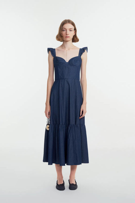 Ocean Dress in Washed Cotton Denim