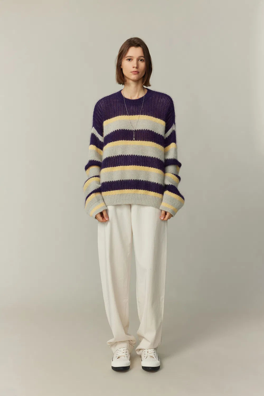 Asa Striped Sweater in Kid Mohair Knit