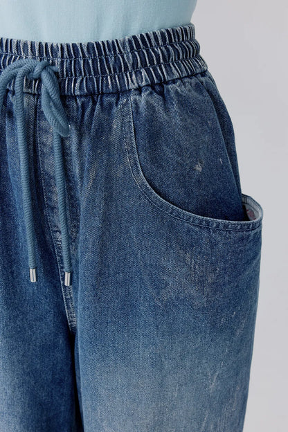 Bulb Shimmer Wide-leg Jeans in Cotton Denim