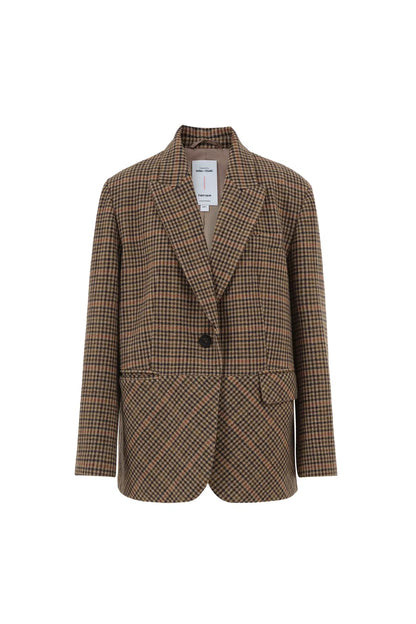 Meare Plaid Blazer in Merino Wool Blend Houndstooth