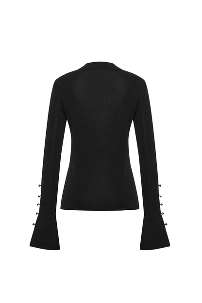 Mia Bell Sleeve Fitted Top in Silk Blend Knit