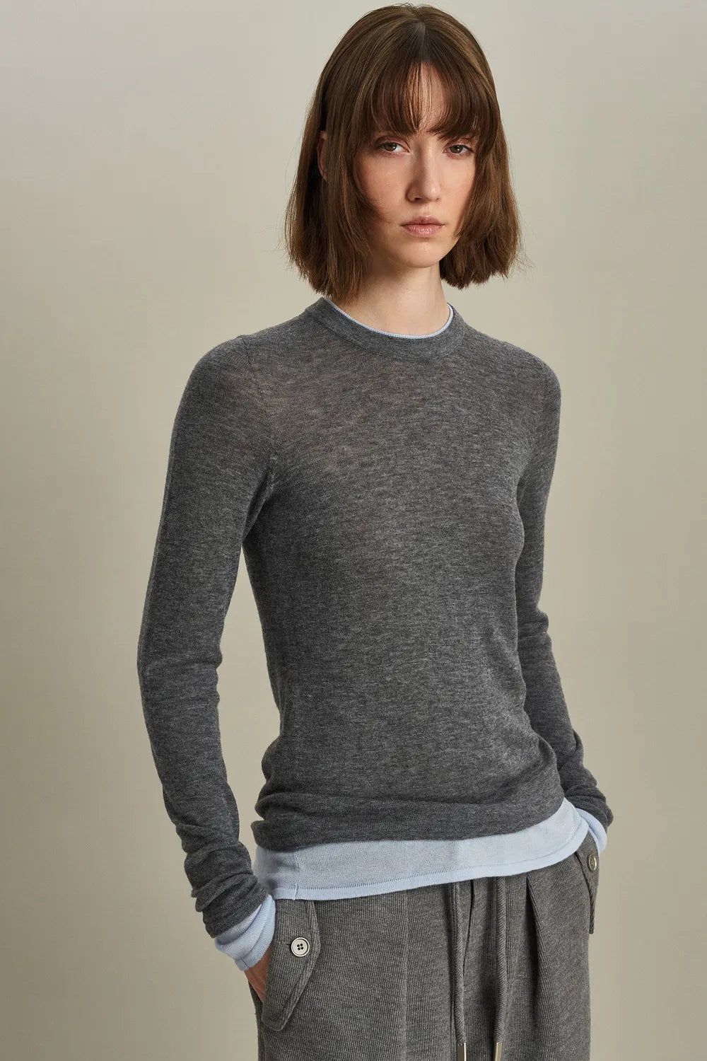 Laura Layered Look Sweater in Wool Knit