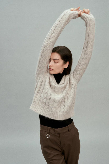 Moon Lapel Sweater in Kid Mohair-Wool Knit