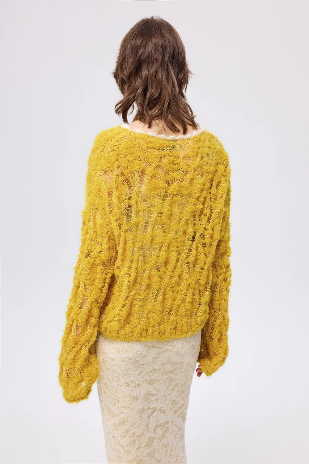 Mist Open Knit Sweater in Alpaca and Mohair Wool Knit