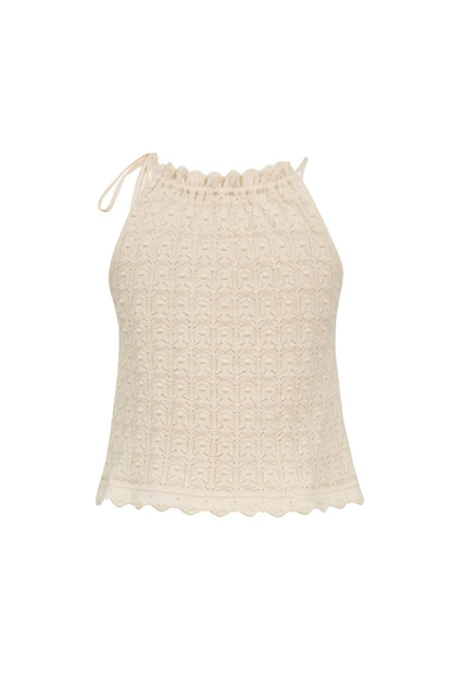 Kyle Fringe Tie-Up Top in Cotton Knit