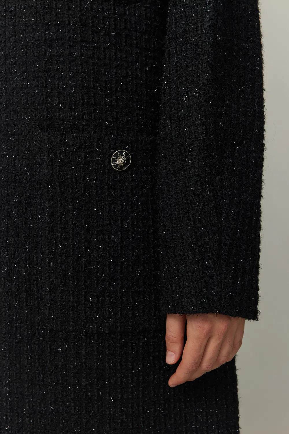 Hortensia Coat in Wool Blend Metallic Thread Tweed