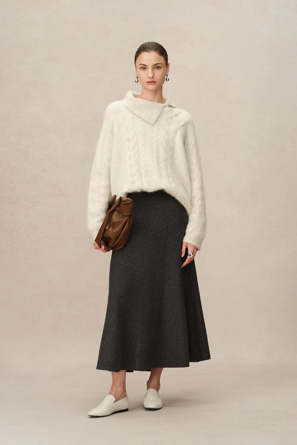 Zephyra Flared Skirt in Merino Wool Knit